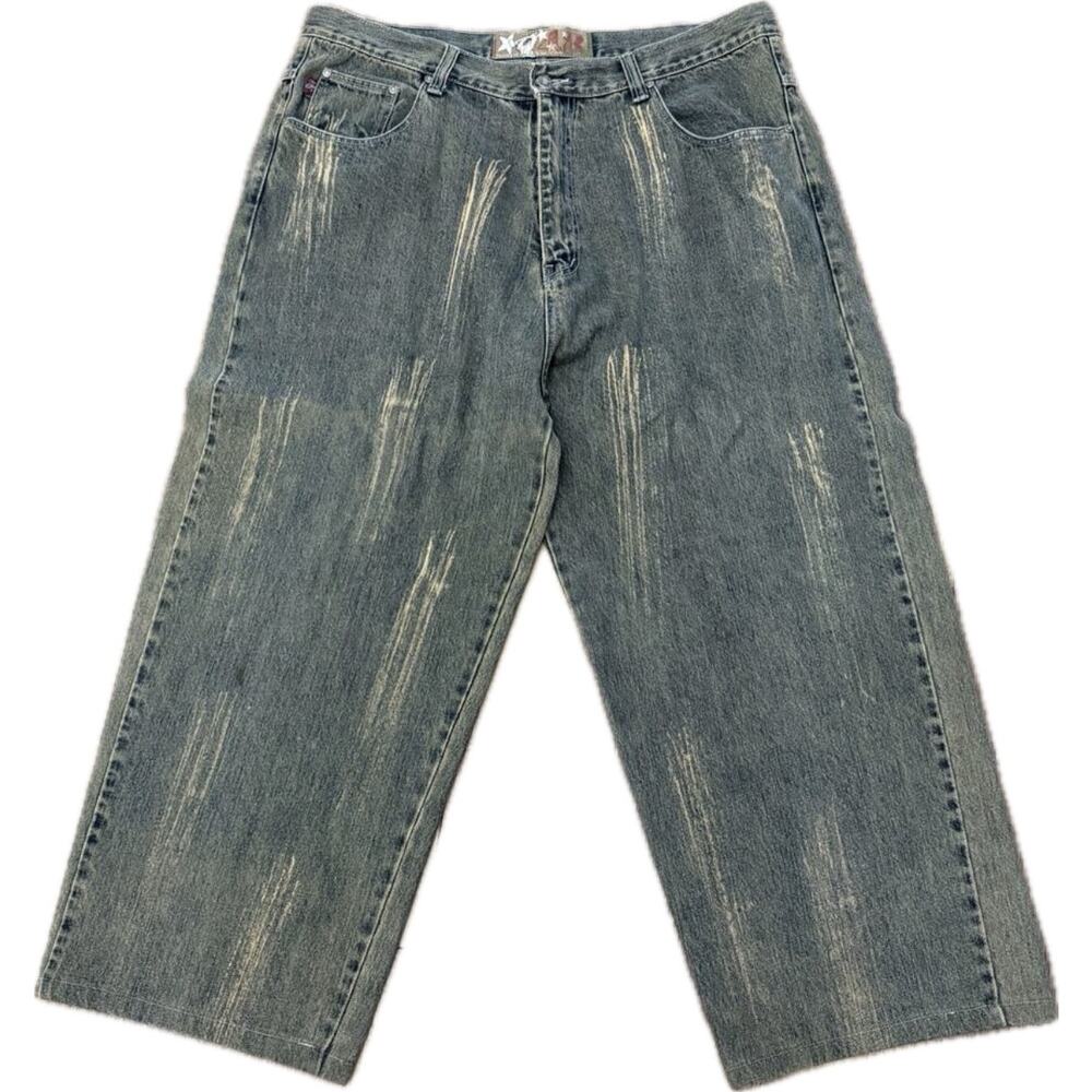 VTG 48 Jeans 42x34 Classic Denim Heritage Factory Distressed Y2K Street Skater